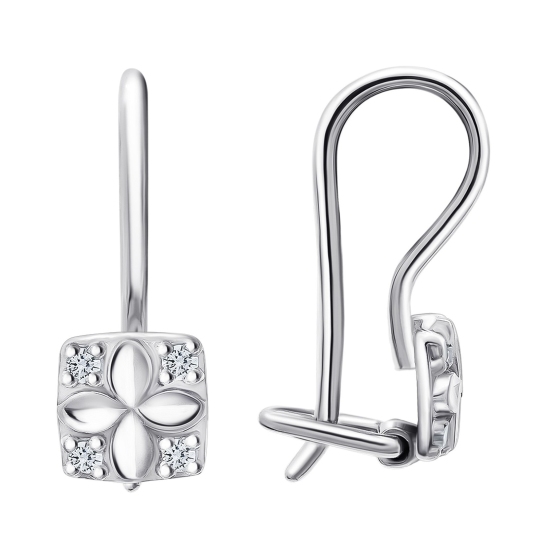Серьги из серебра с фианитами