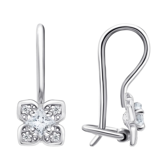 Серьги из серебра с фианитами