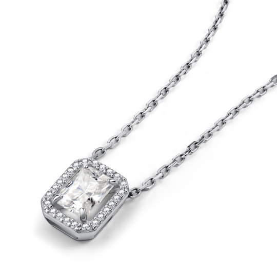 Колье из серебра с бриллианитом и фианитами