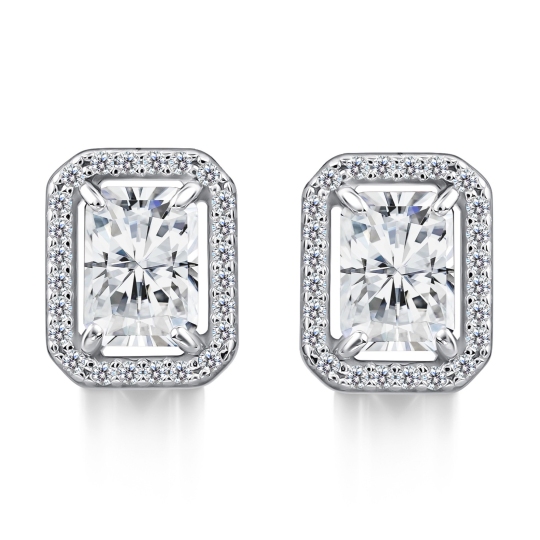 Серьги из серебра с бриллианитами и фианитами