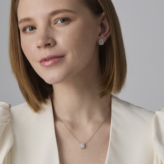 Серьги из серебра с бриллианитами и фианитами