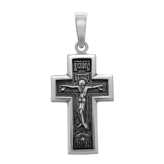 Подвеска-крест из серебра с чернением