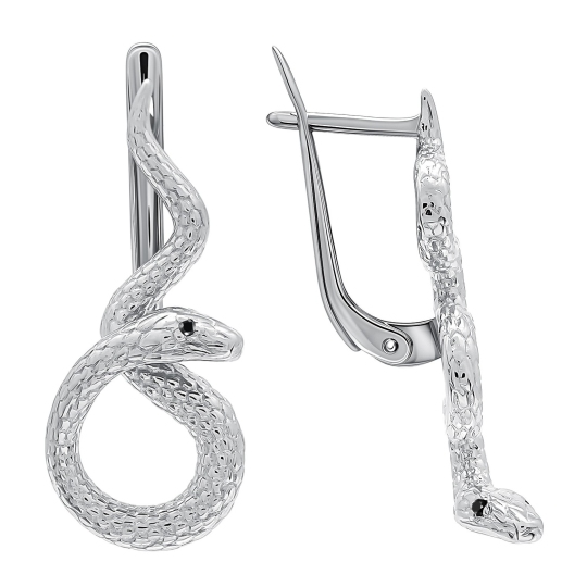 Асимметричные серьги из серебра с фианитами