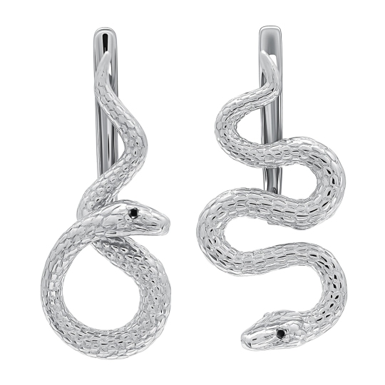 Асимметричные серьги из серебра с фианитами