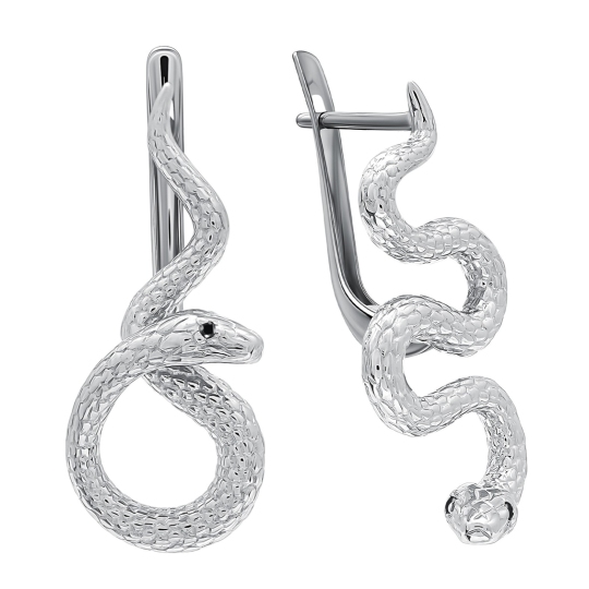 Асимметричные серьги из серебра с фианитами