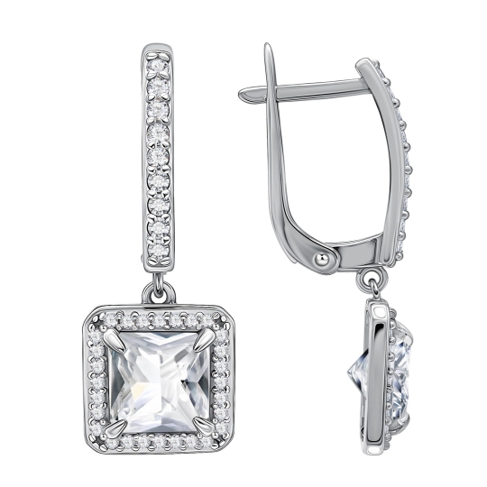 Серьги из серебра с фианитами