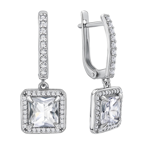 Серьги из серебра с фианитами