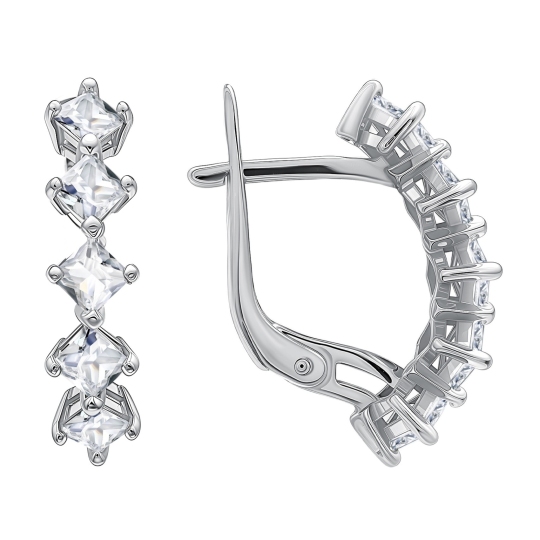 Серьги из серебра с фианитами