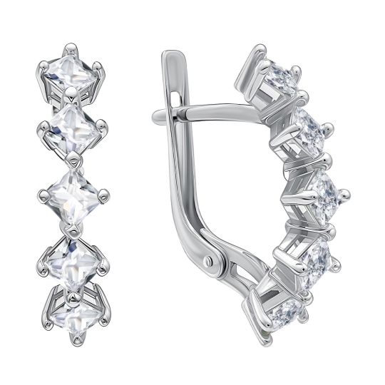 Серьги из серебра с фианитами