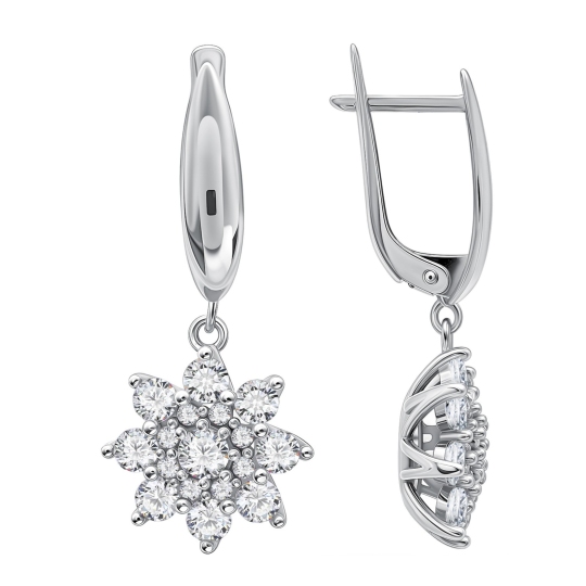 Серьги из серебра с фианитами