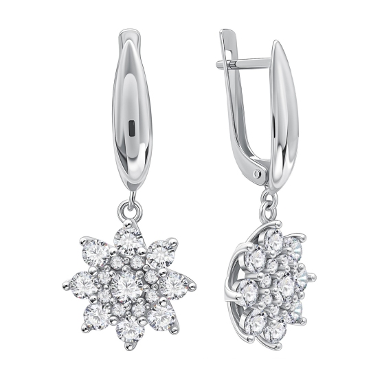 Серьги из серебра с фианитами