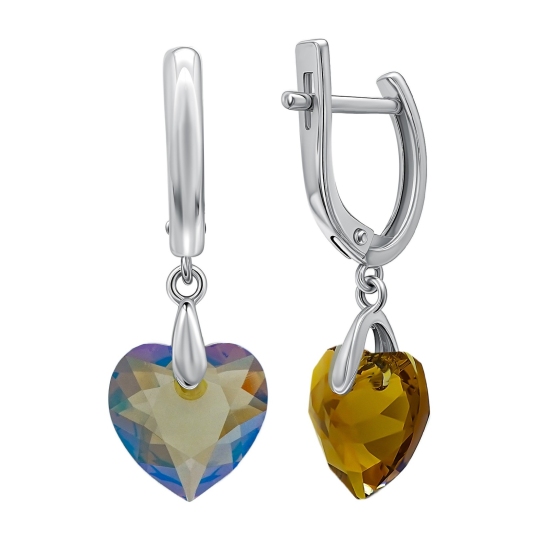 Серьги из серебра с ювелирными кристаллами