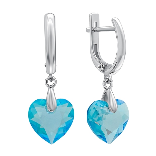 Серьги из серебра с ювелирными кристаллами