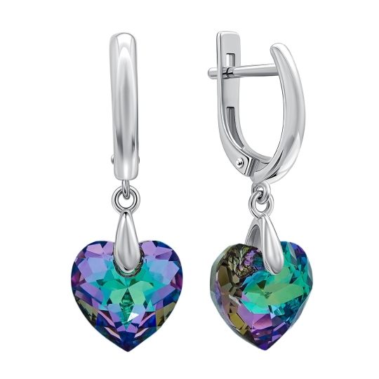 Серьги из серебра с ювелирными кристаллами