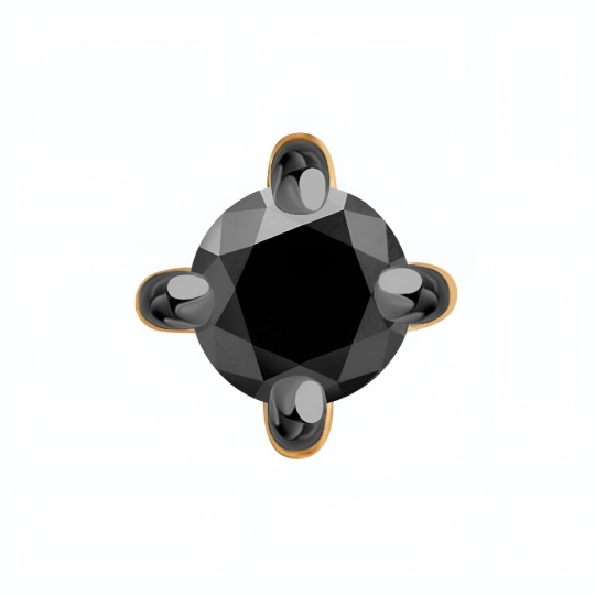 Одиночная серьга из золота с черным бриллиантом