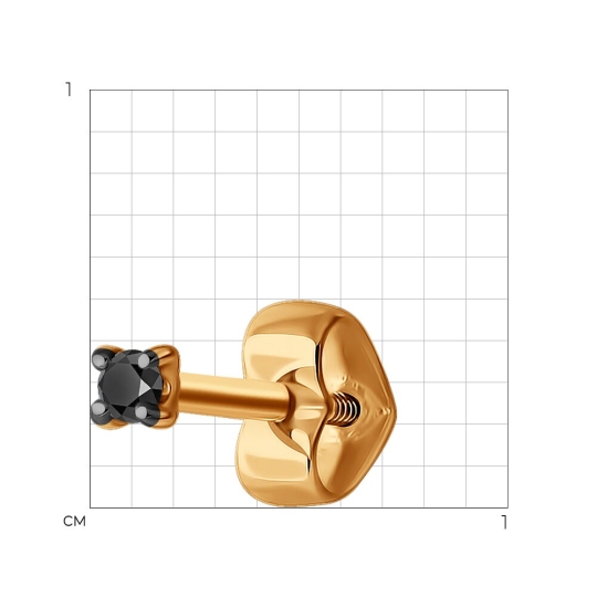 Одиночная серьга из золота с черным бриллиантом