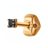 Одиночная серьга из золота с черным бриллиантом
