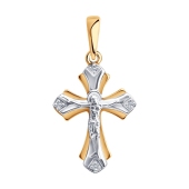Подвеска-крест из комбинированного золота с бриллиантами