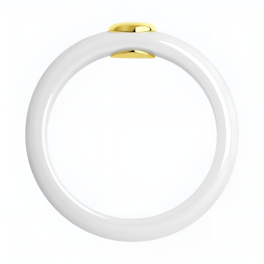 Кольцо из керамики с вставкой из лимонного золота и бриллиантом