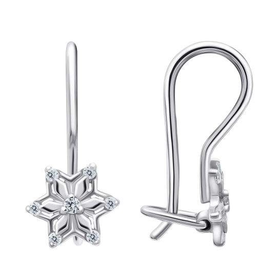 Серьги из серебра с фианитами