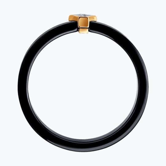 Кольцо из керамики с вставкой из золота и бриллиантами