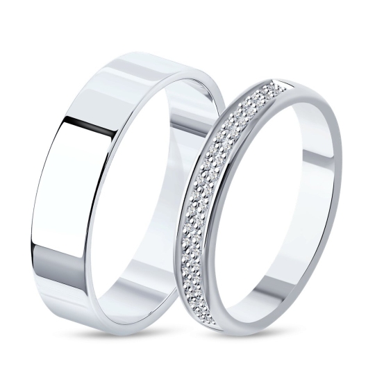 Обручальное кольцо из белого золота с бриллиантами