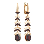 Серьги из золота с гранатами и фианитами