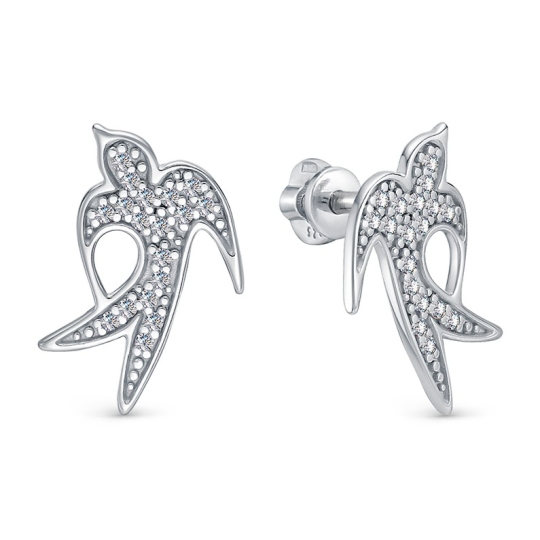 Серьги из серебра с фианитами