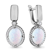 Серьги из серебра с опалами и фианитами