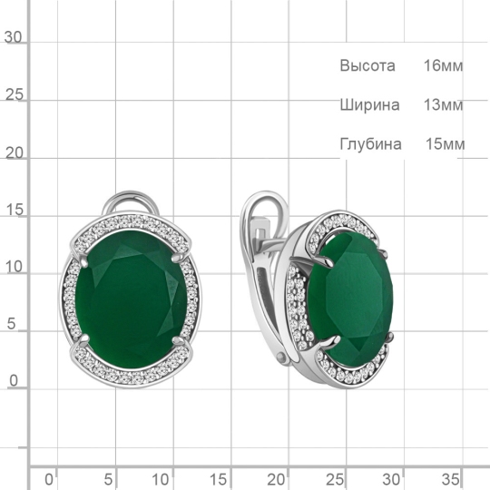 Серьги с агатами и фианитами