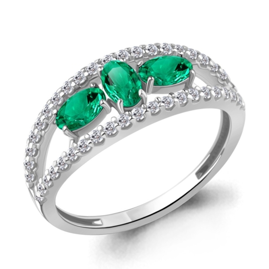 Кольцо из серебра с ювелирными кристаллами и фианитами