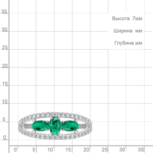 Кольцо из серебра с ювелирными кристаллами и фианитами