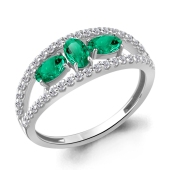 Кольцо из серебра с ювелирными кристаллами и фианитами