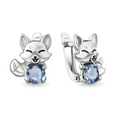 Серьги из серебра с топазами Swiss и эмалью