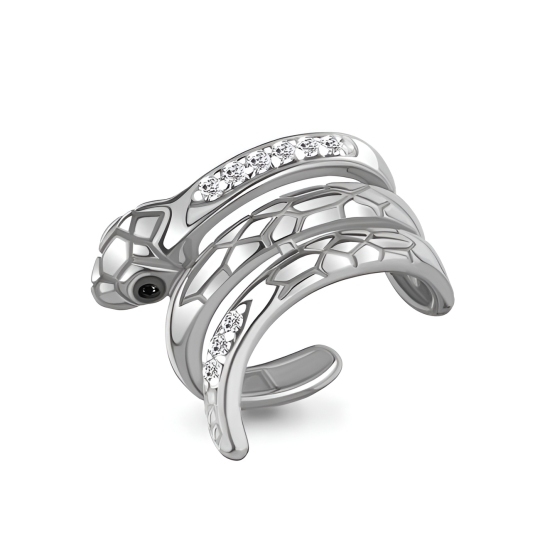 Серьга-кафф из серебра с ювелирными кристаллами и фианитами