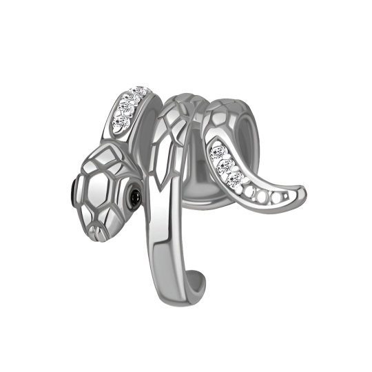 Серьга-кафф из серебра с ювелирными кристаллами и фианитами