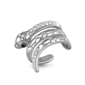 Серьга-кафф из серебра с ювелирными кристаллами и фианитами