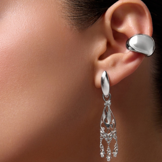 Серьга-кафф из серебра