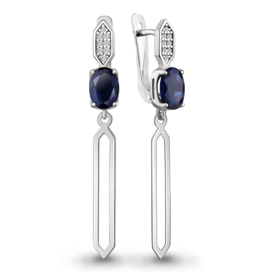 Серьги из серебра с ювелирными кристаллами и фианитами