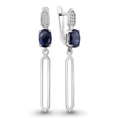 Серьги из серебра с ювелирными кристаллами и фианитами