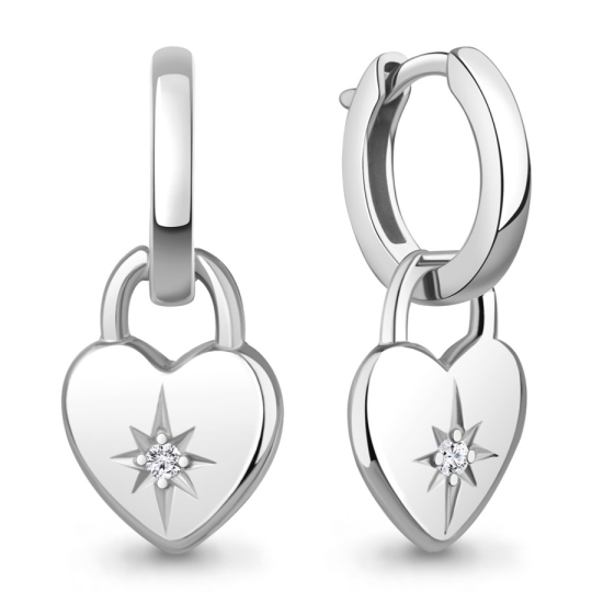 Серьги-трансформеры из серебра с фианитами