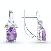 Серьги из серебра с аметистами и фианитами