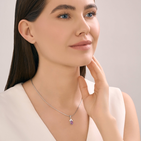 Подвеска из серебра с аметистом и фианитами