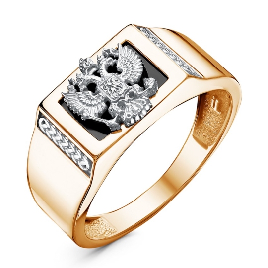 Кольцо-печатка из золота с фианитом