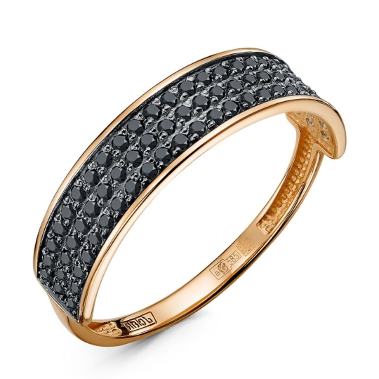 Кольцо из золота с черными фианитами