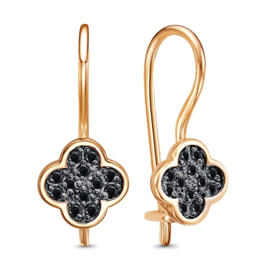 Серьги из золота с черными фианитами