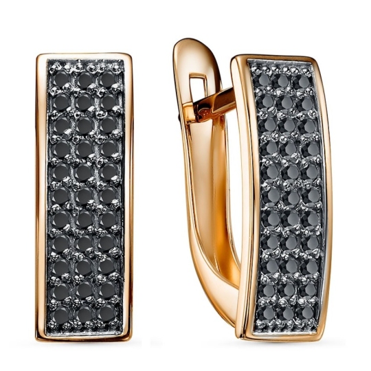 Серьги из золота с черными фианитами