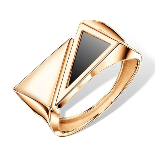 Кольцо-печатка из золота с фианитом