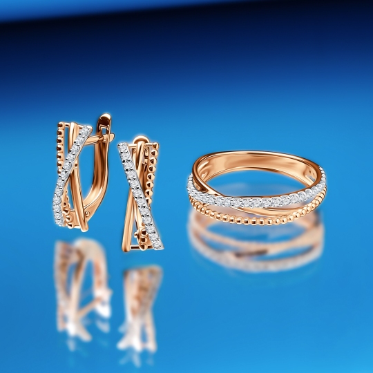 Серьги из золота с фианитами