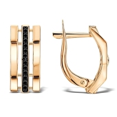 Серьги из золота с черными фианитами